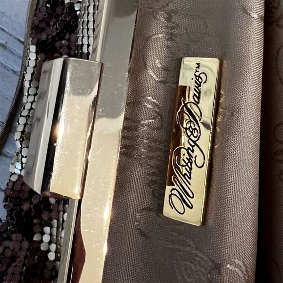 Vintage Whiting & Davis Gold Mesh Chevron Clutch Bag Evening Small Rectangle - Picture 6 of 13